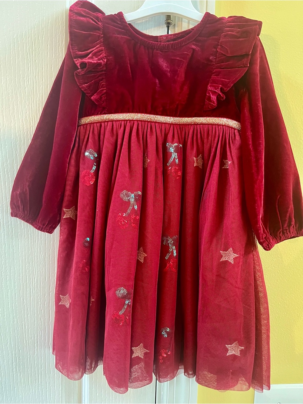 NWT JoJo Maman Bebe Red Cherry Sequin Party Dress | 12-18 Months